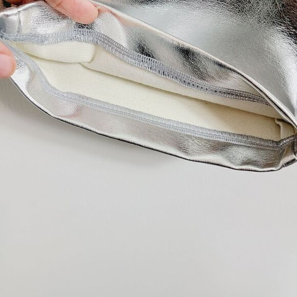 7 for all mankind silver metallic high rise straight leg pant size large 32 nwt - Picture 9 of 13